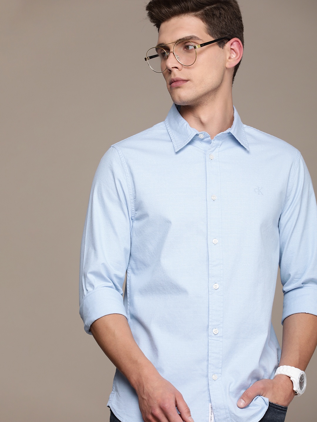 

Calvin Klein Jeans Men Blue Slim Fit Casual Shirt