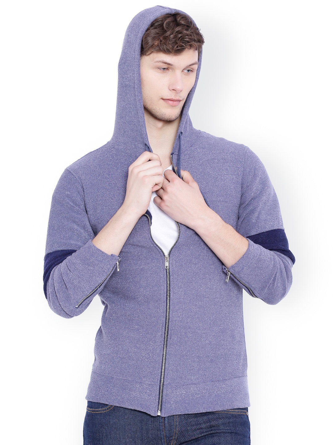 

Campus Sutra Blue Hooded Sweatshirt
