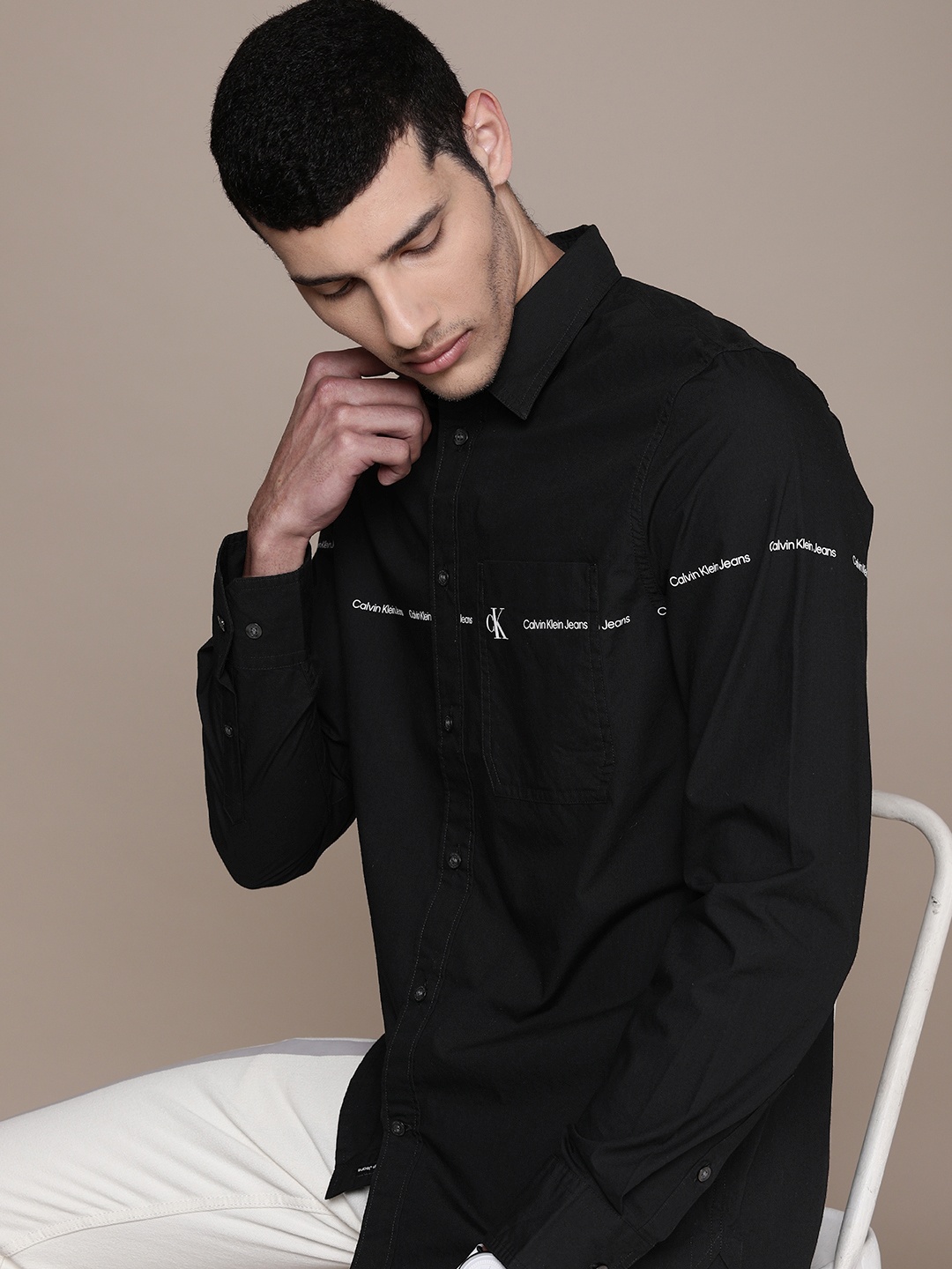 

Calvin Klein Jeans Men Black Typography Printed Casual Shirt