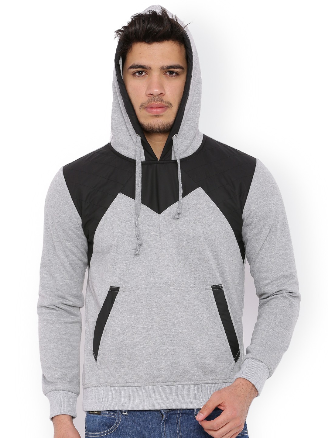 

Campus Sutra Grey Hooded Sweatshirt
