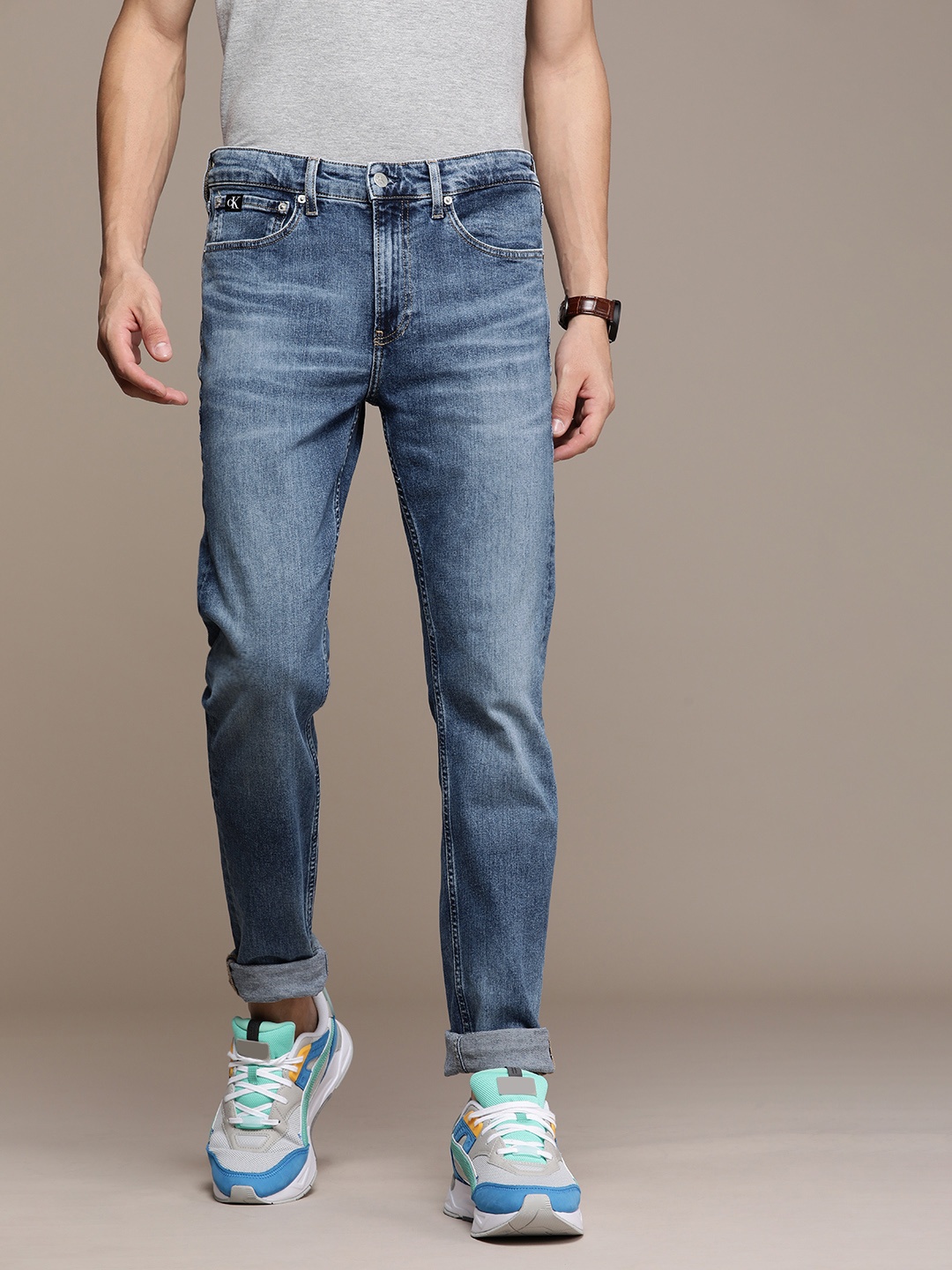 

Calvin Klein Jeans Men Blue Slim Tapered Fit Heavy Fade Stretchable Jeans