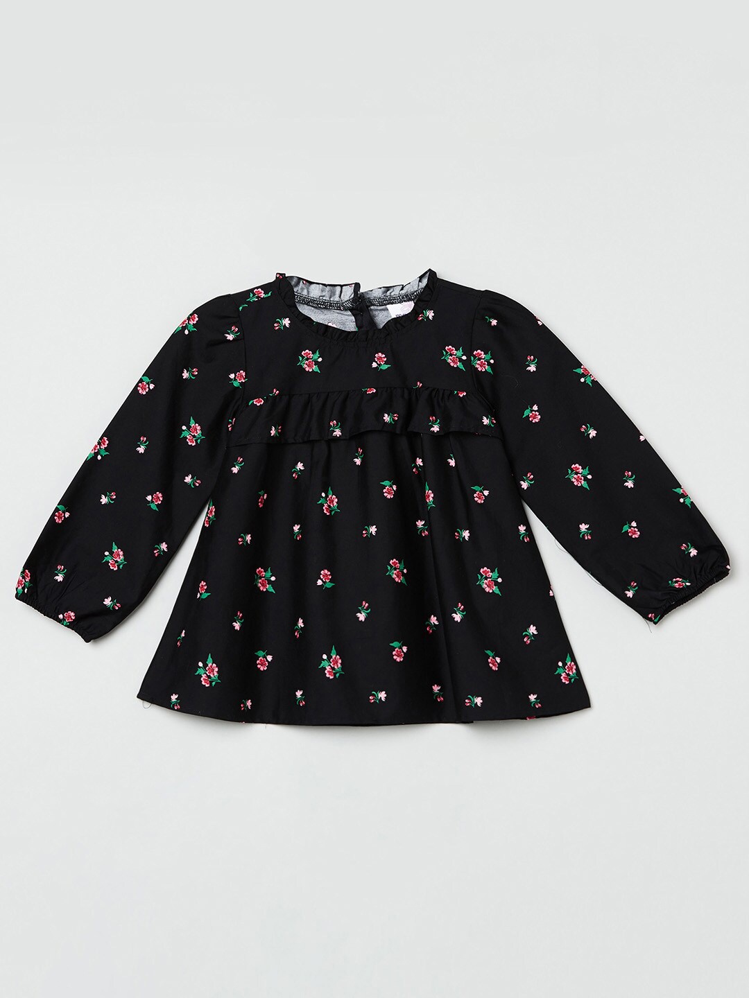 

max Black Pure Cotton Floral Print Top