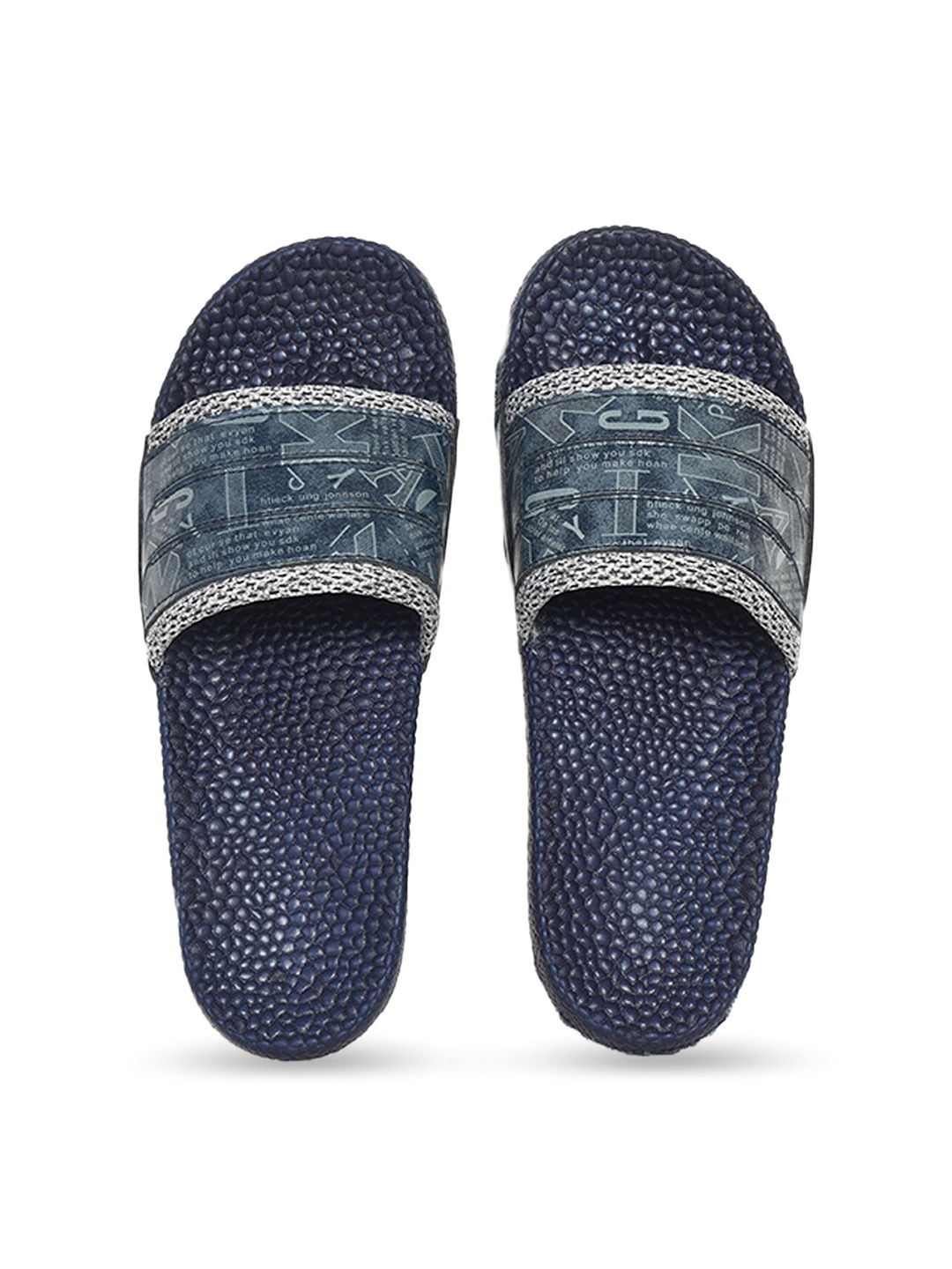 

IMPAKTO Men Grey & White Printed Sliders