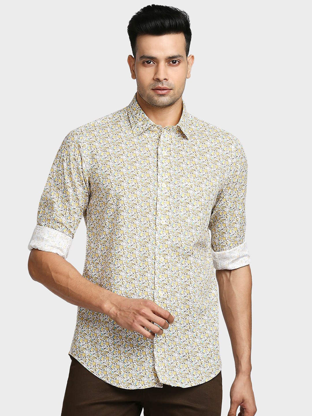 

ColorPlus Men Yellow Floral Printed Casual Shirt