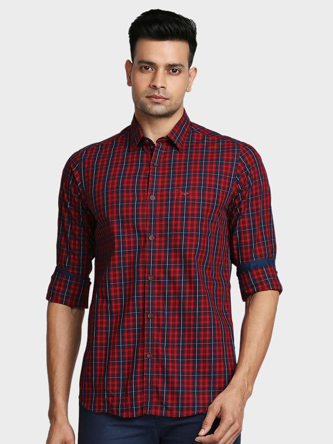 

ColorPlus Men Red Regular Fit Checked Casual Shirt