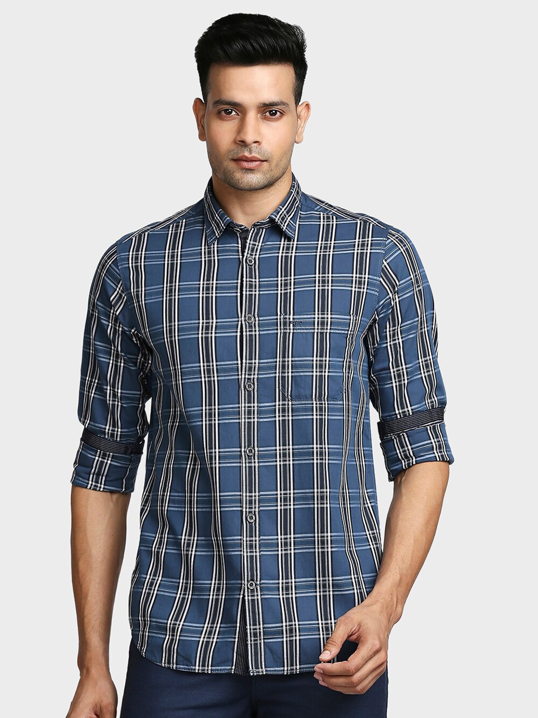 

ColorPlus Men Blue Checked Casual Shirt