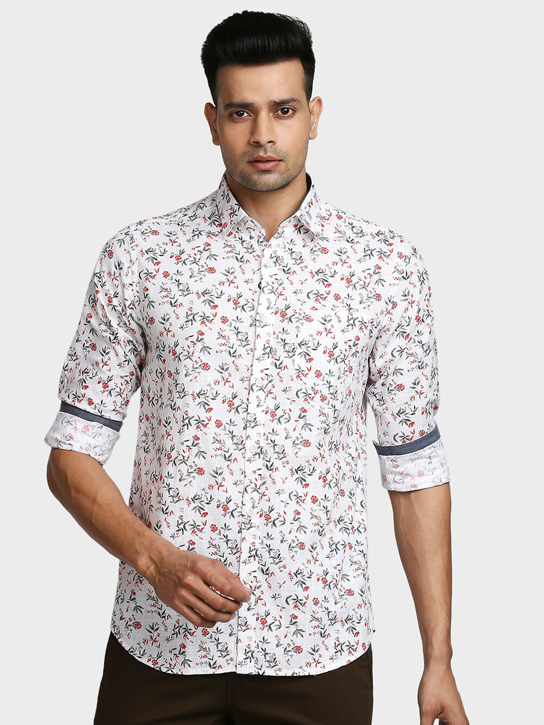 

ColorPlus Men White Floral Printed Casual Shirt