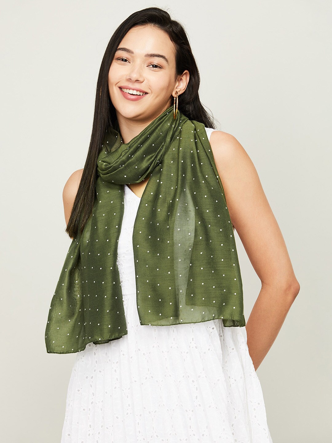 

Ginger by Lifestyle Women Olive Green Woven Design Stole