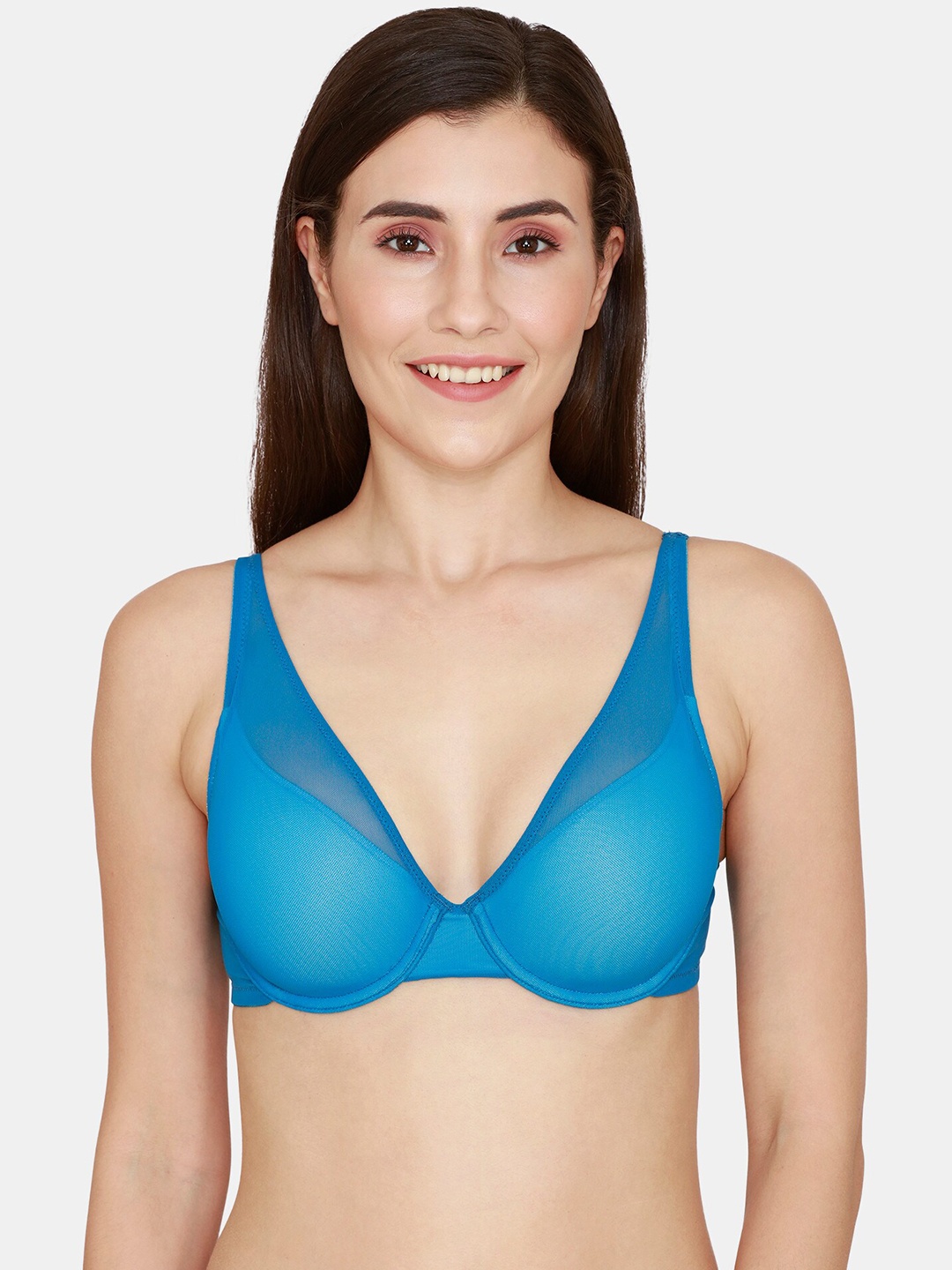 

Zivame Blue Solid Underwired Lightly Padded T-Shirt Bra