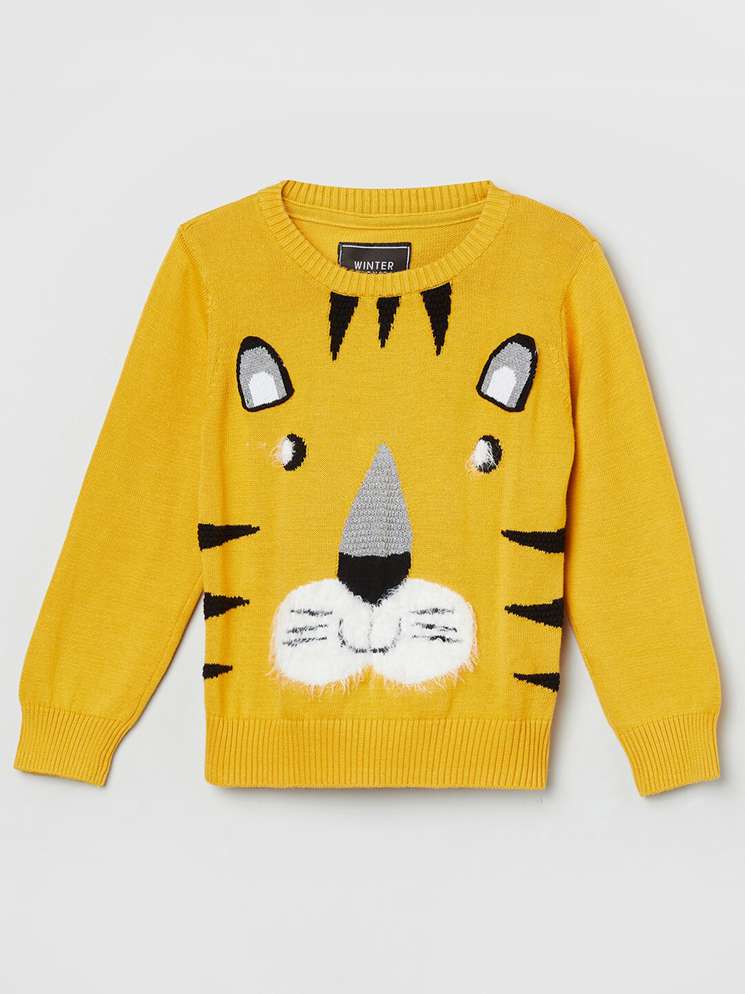

max Boys Yellow & White Graphic Printed Pure Cotton Pullover