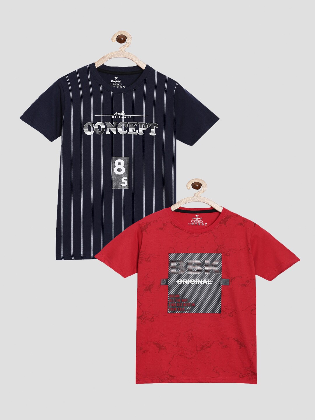 

Peejas Boys Pack Of 2 Pure Cotton T-shirts, Navy blue