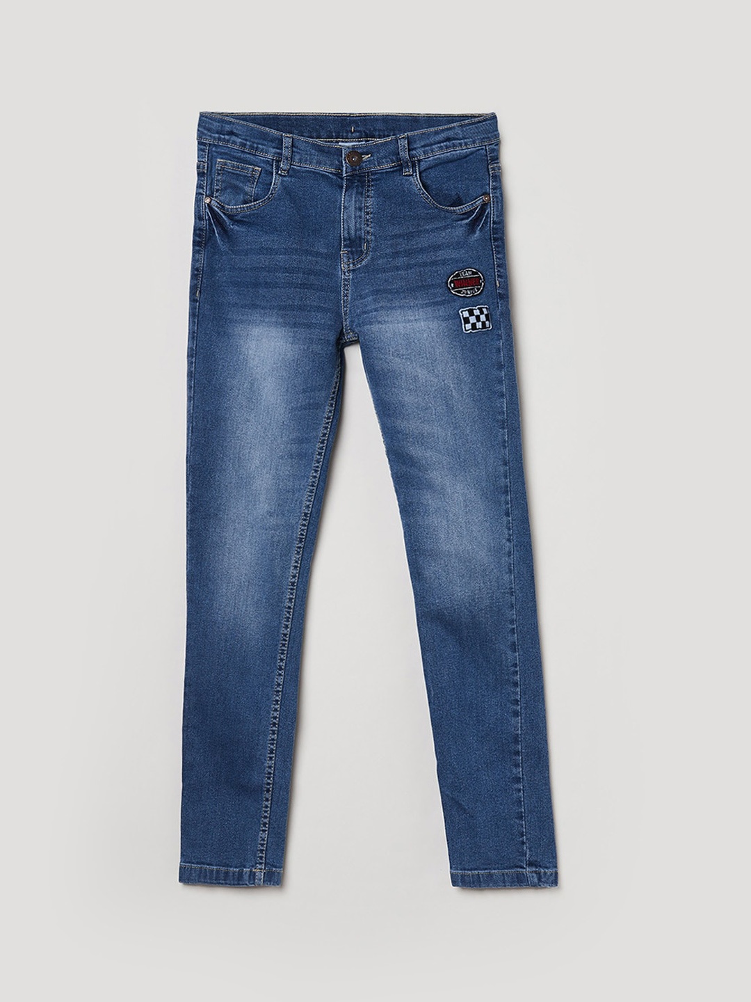 

max Boys Blue Skinny Fit Heavy Fade Jeans