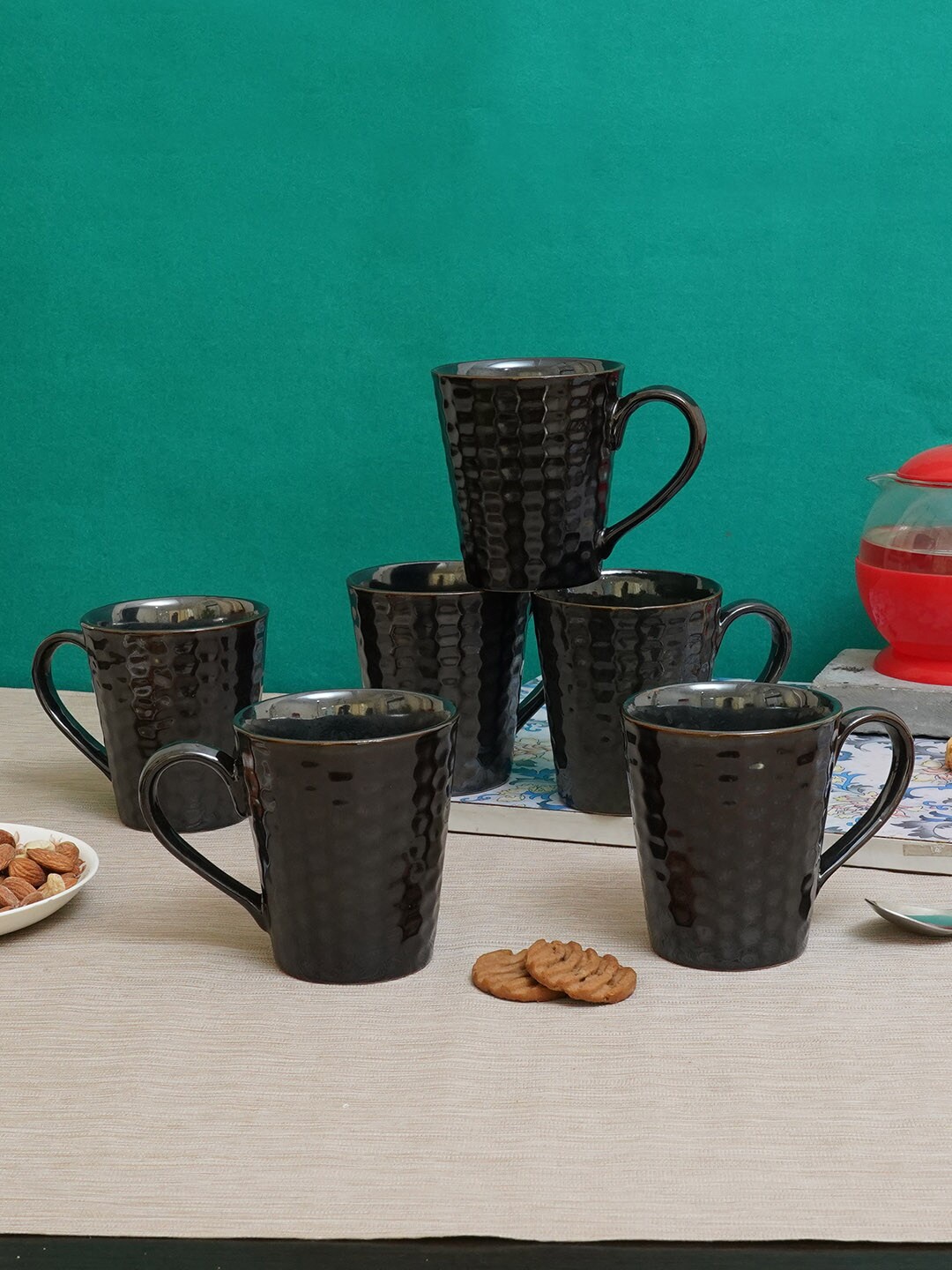 

TIED RIBBONS Multicoloured Solid Ceramic Glossy Cups Set of Cups and Mugs, Multi
