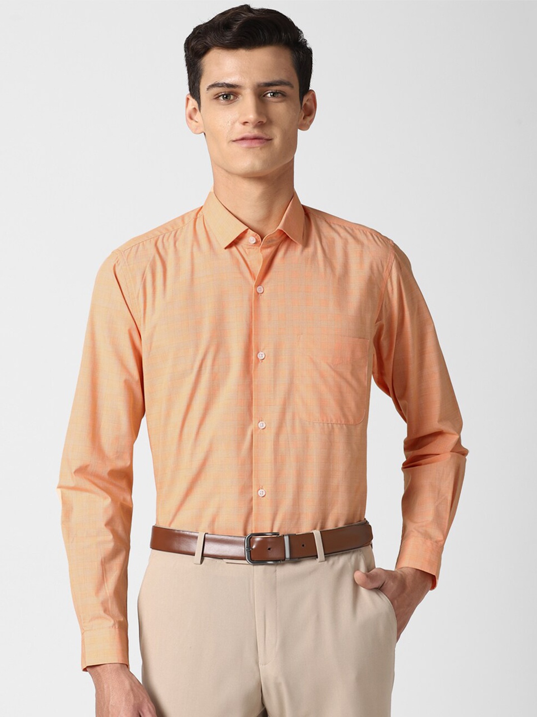 

Peter England Men Orange Formal Shirt