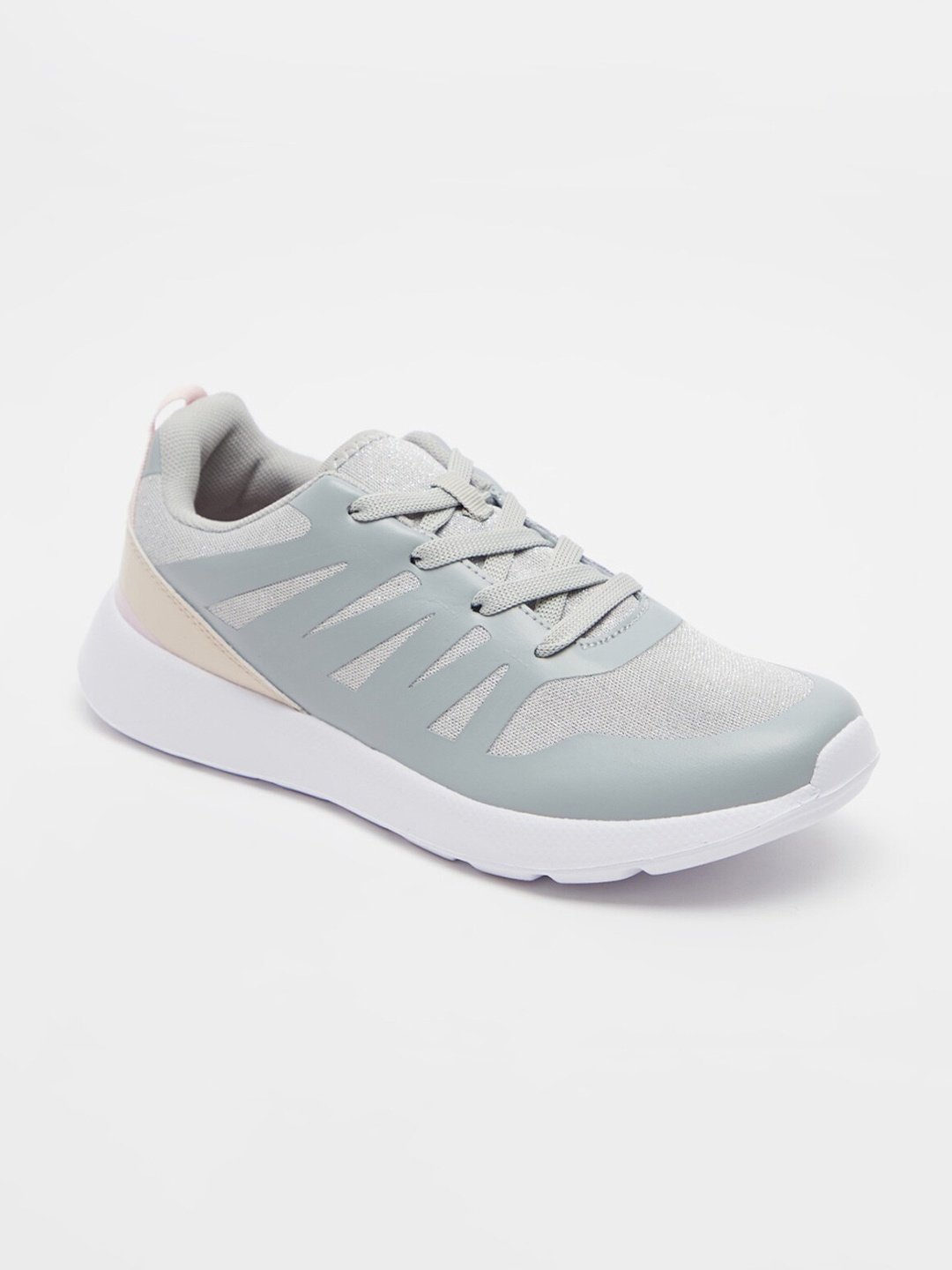

shoexpress Women Grey & Pink Textured Running Shoes
