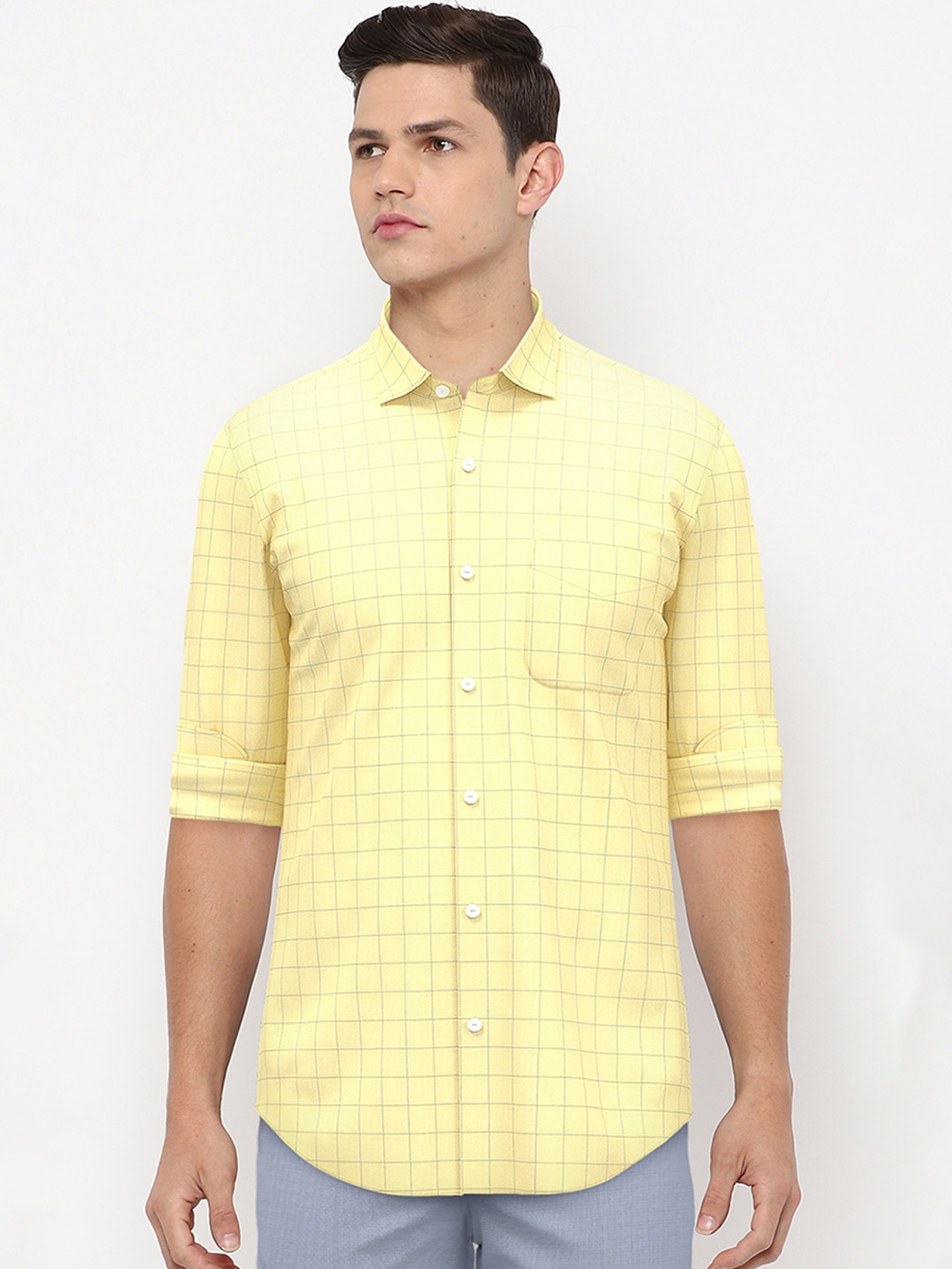 

Peter England Elite Men Yellow Slim Fit Formal Shirt