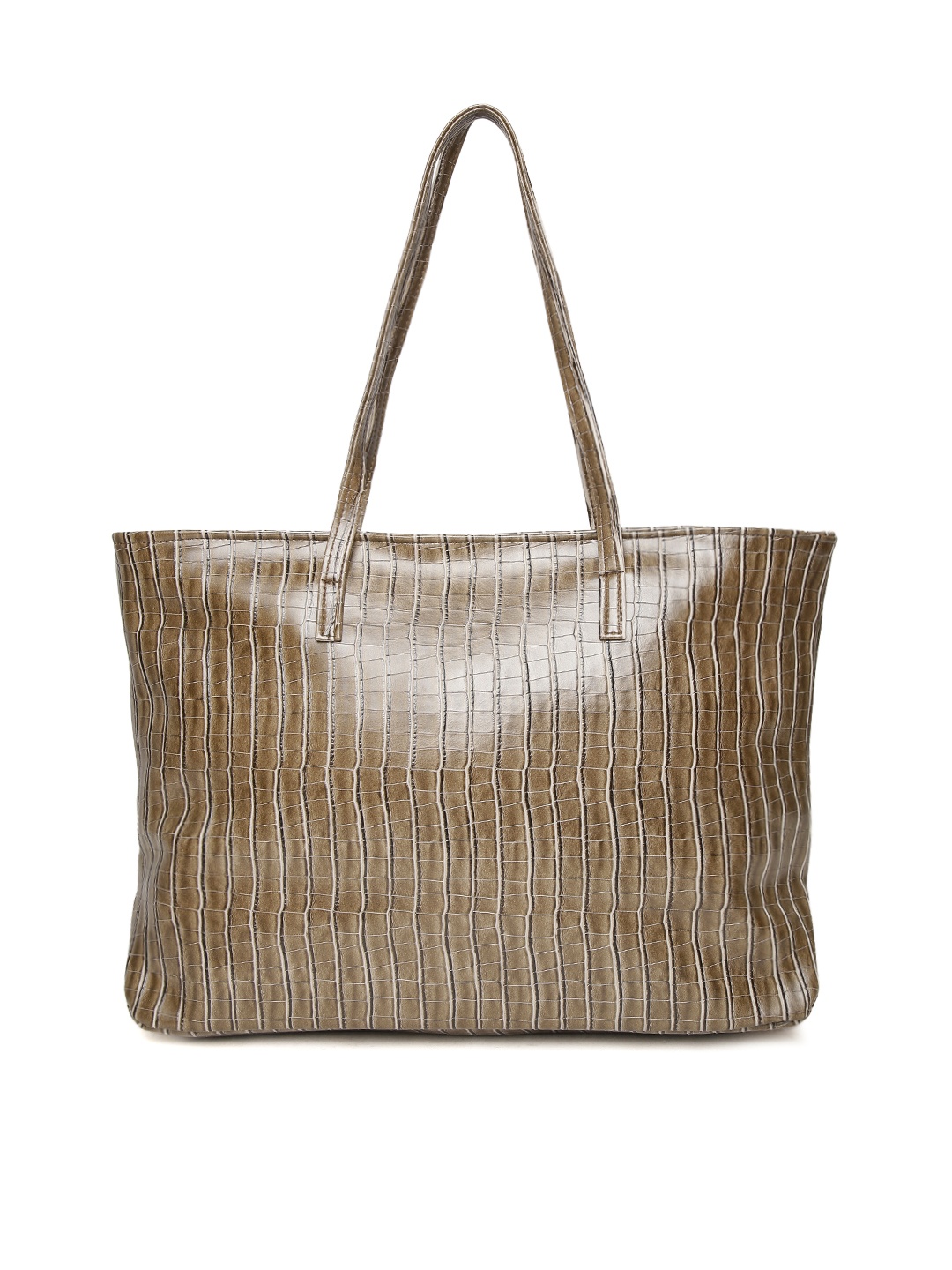 

red pout Brown Croc Textured Shoulder Bag