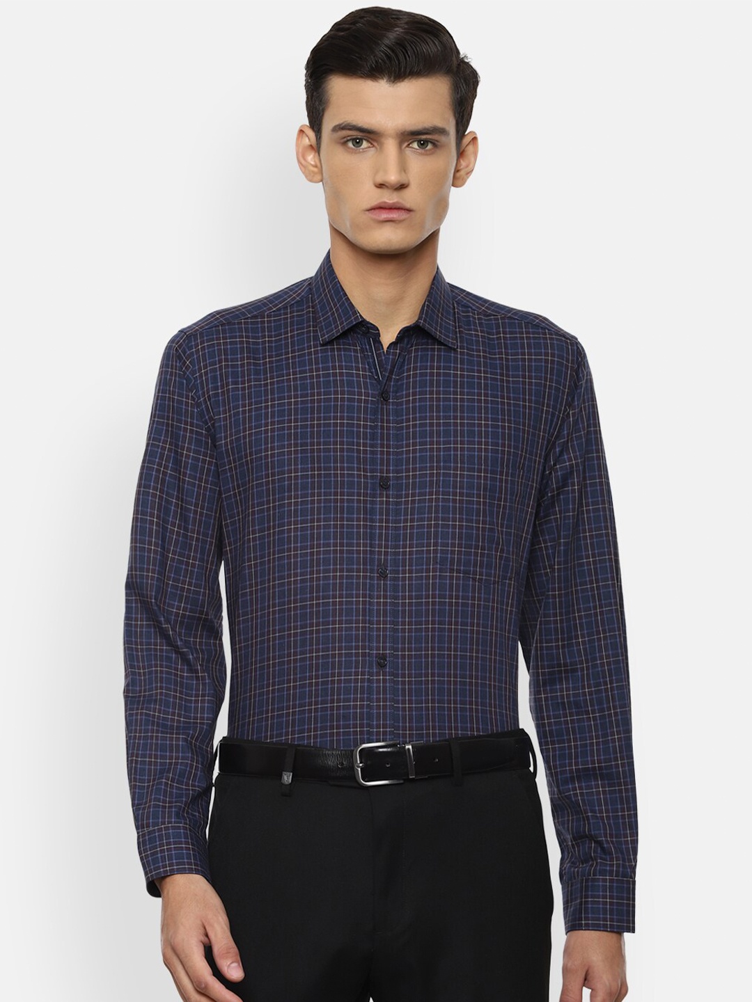 

Van Heusen Men Navy Blue Checked Formal Shirt