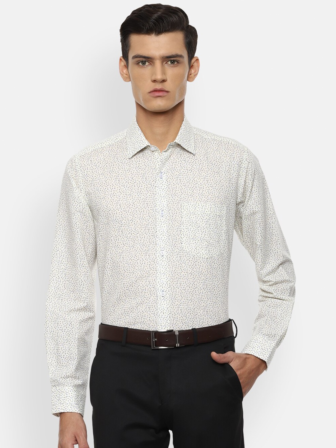 

Van Heusen Men Cream-Coloured Floral Printed Formal Shirt