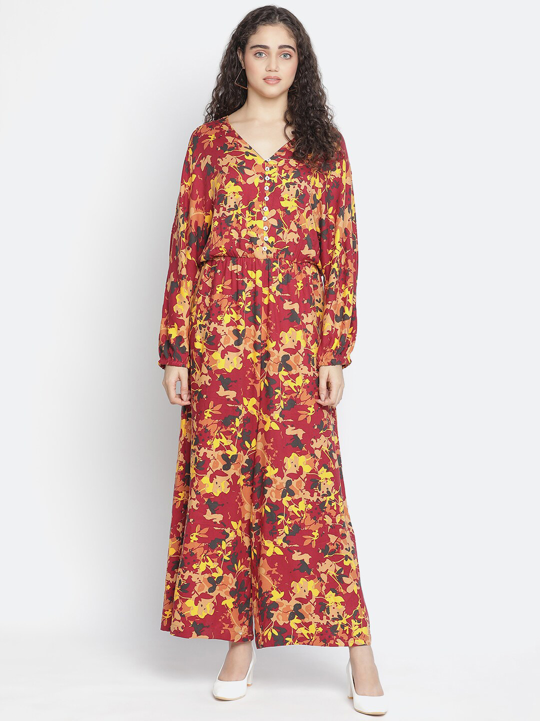 

Oxolloxo Red & Yellow Printed Basic Jumpsuit