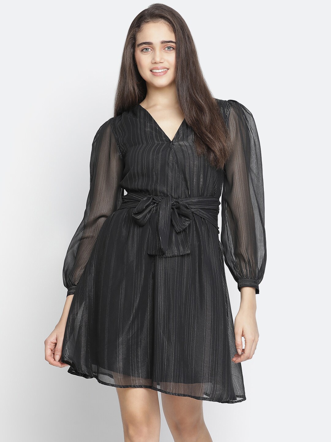 

Oxolloxo Black Striped Satin Dress