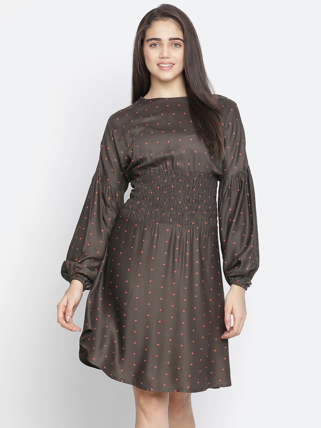 

Oxolloxo Brown Crepe Smocked Dress