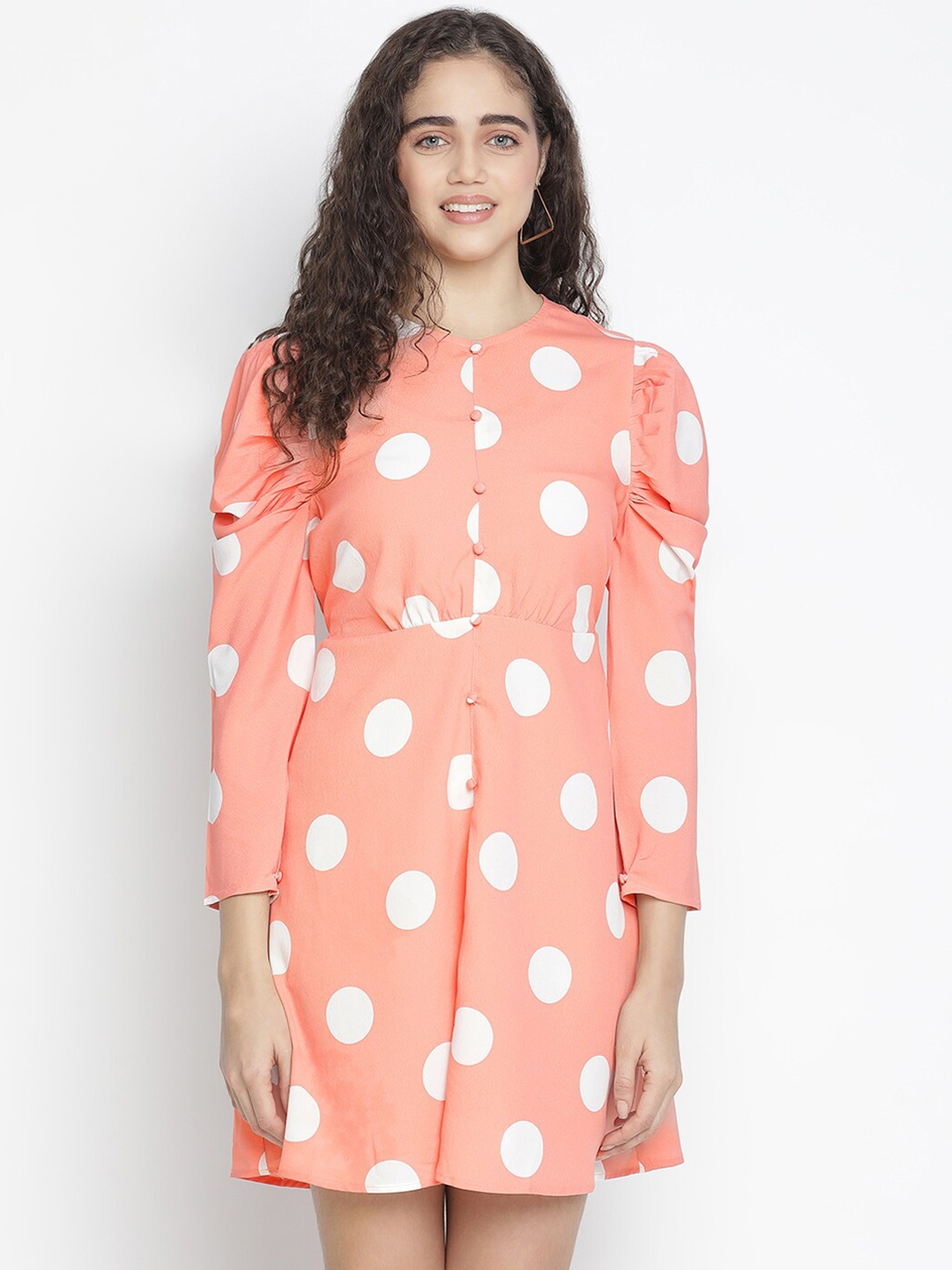 

Oxolloxo Peach-Coloured Crepe A-Line Dress