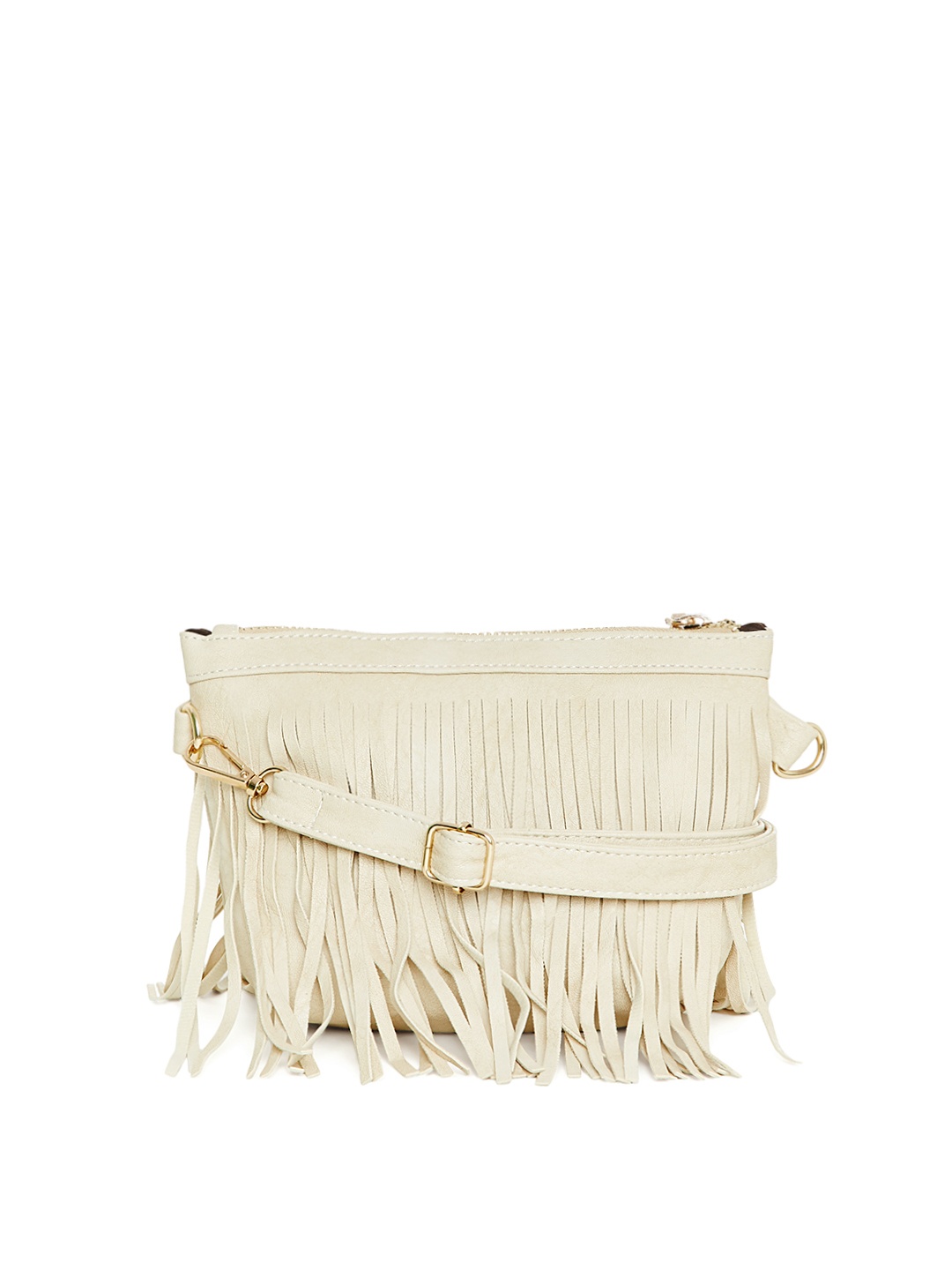 

red pout Cream-Coloured Fringed Sling Bag