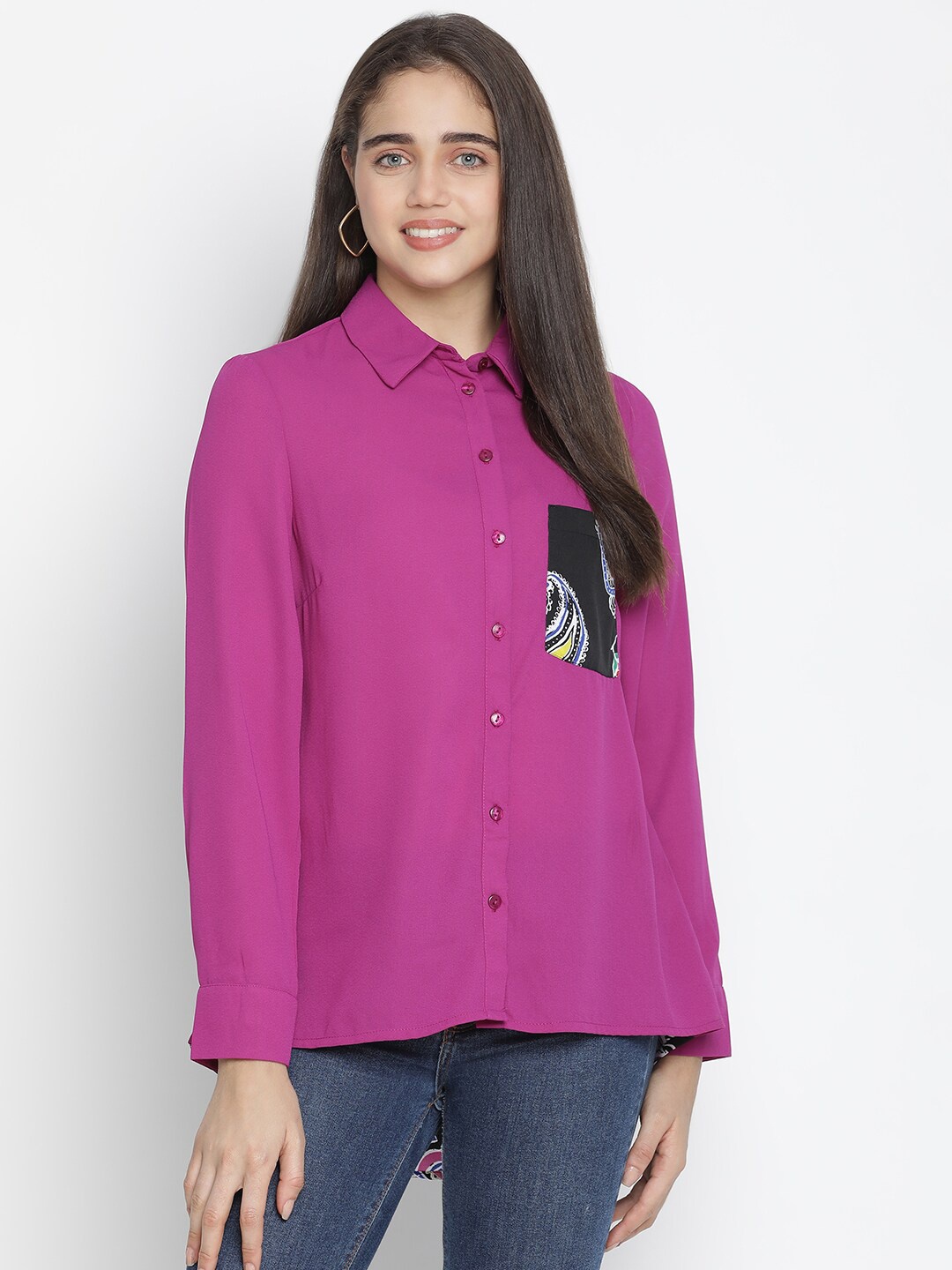 

Oxolloxo Women Purple Casual Shirt