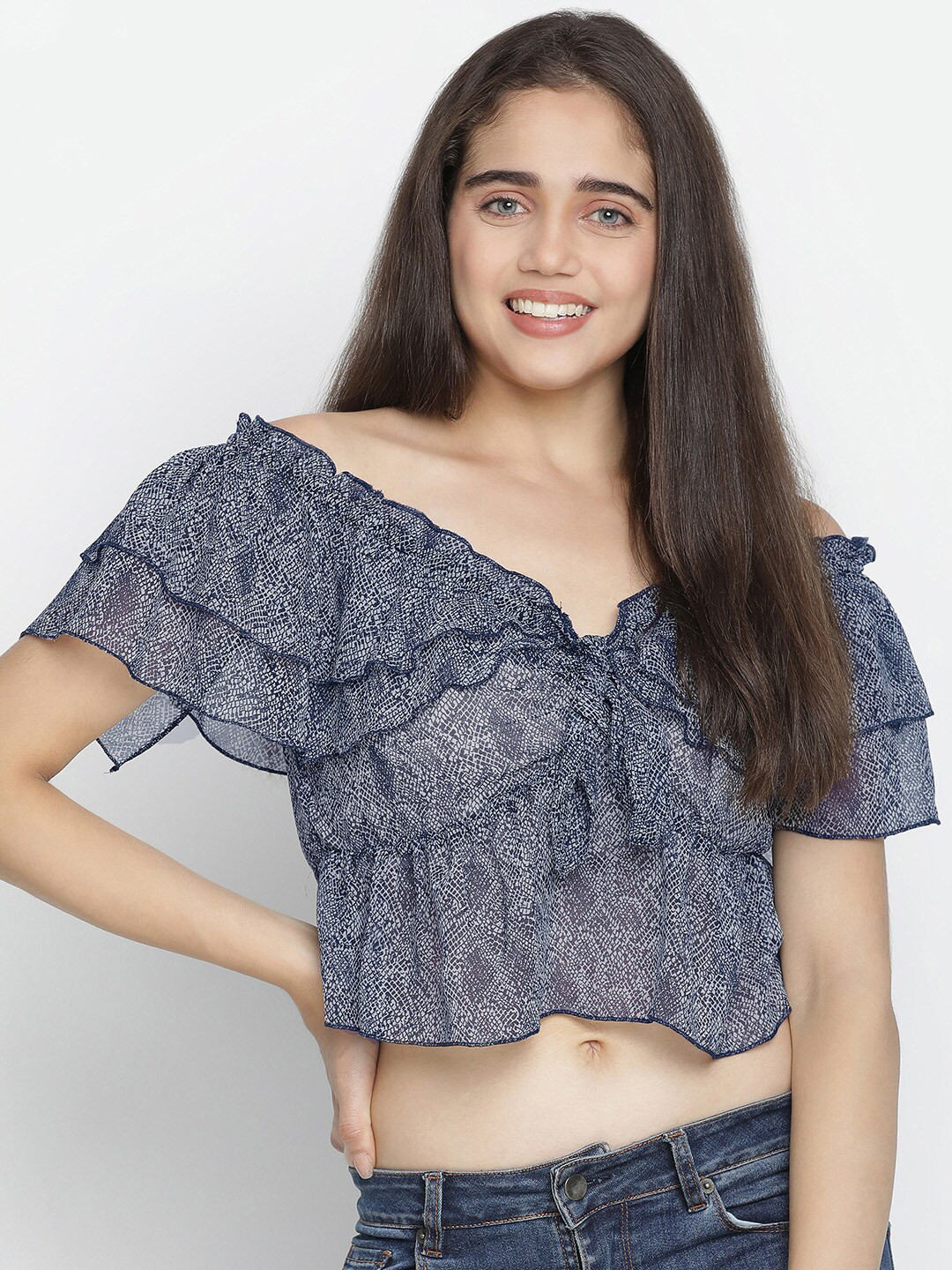 

Oxolloxo Blue Print Crop Top