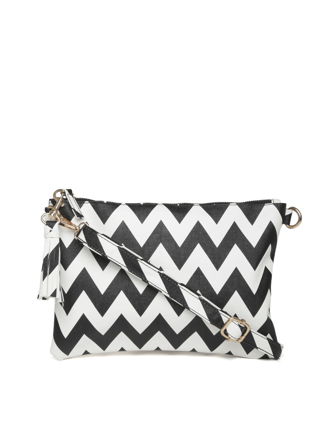 

Red pout Black & White Chevron Print Sling Bag