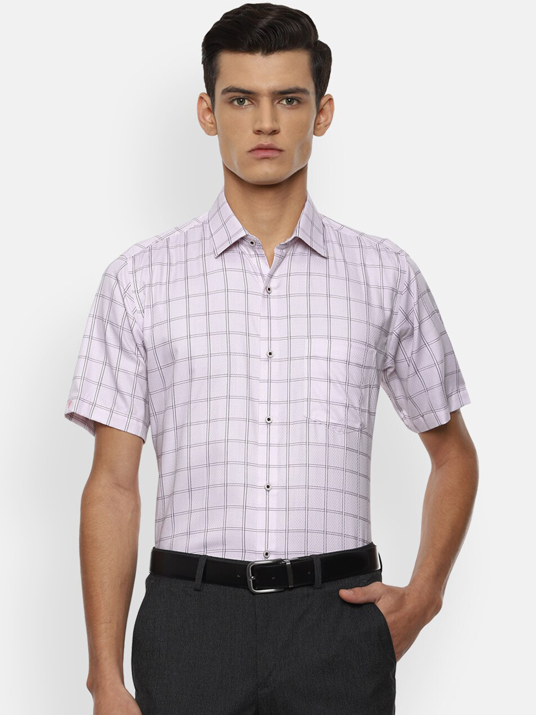 

Van Heusen Men Purple Checked Formal Shirt