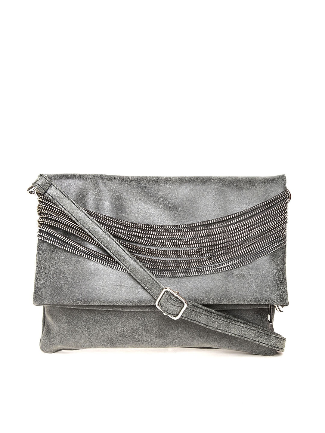 

red pout Gunmetal-Toned Foldable Sling Bag, Metallic