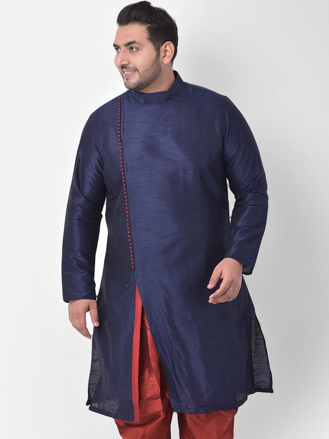 

DEYANN PLUS Plus Size Men Navy Blue Kurta