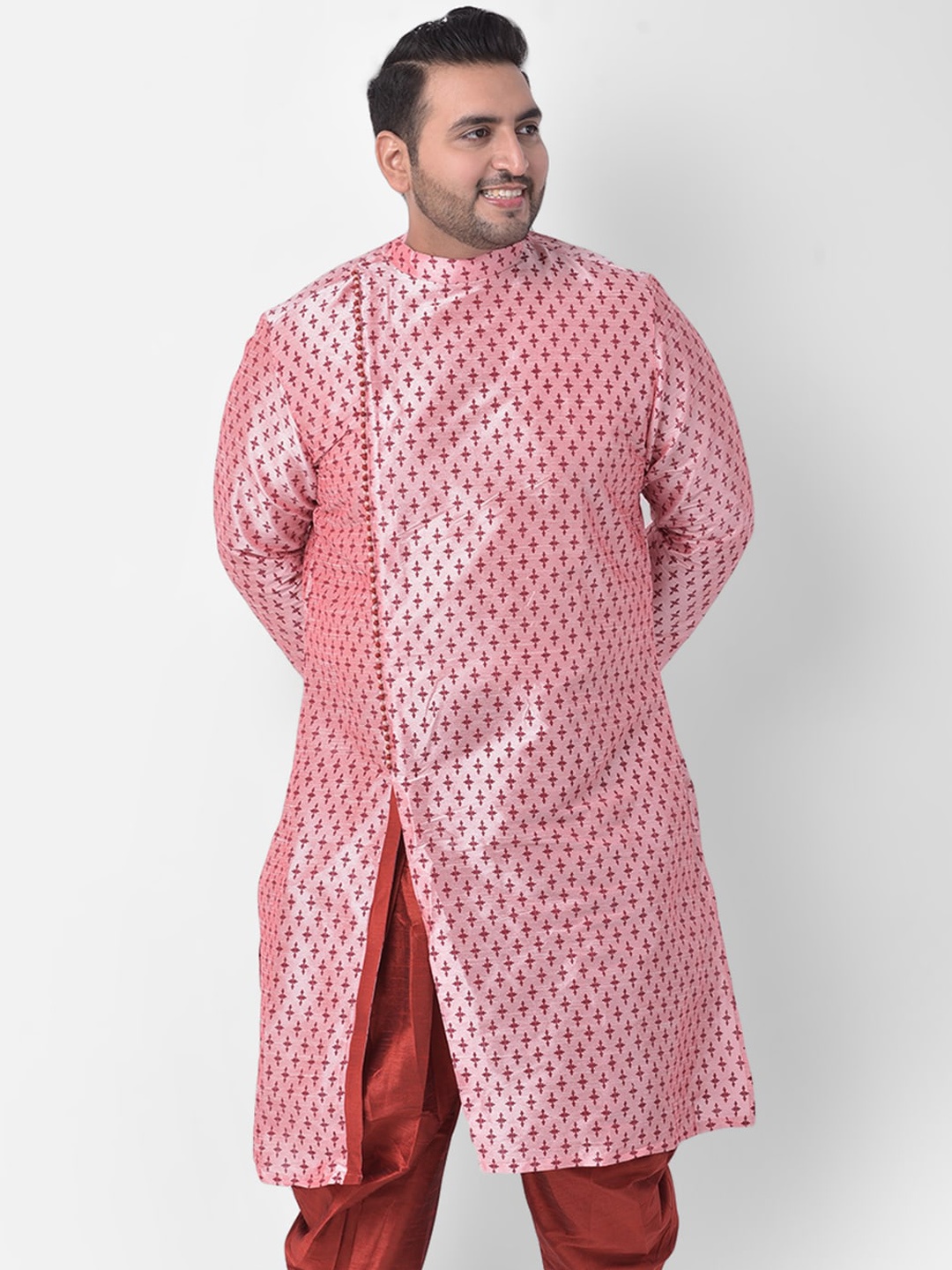 

DEYANN PLUS Men Pink Printed Kurta