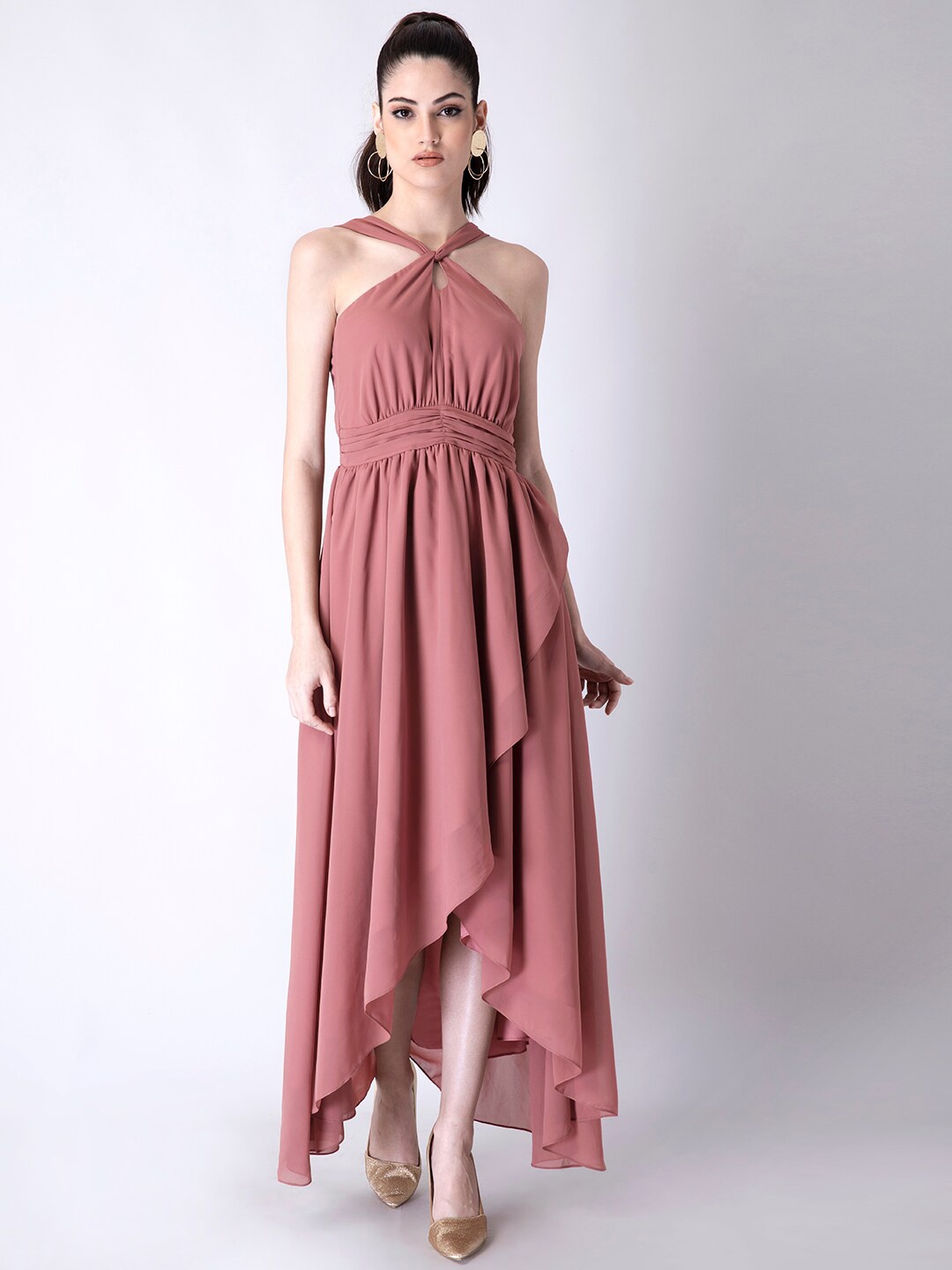 

FabAlley Women Pink Strappy Georgette Maxi Dress
