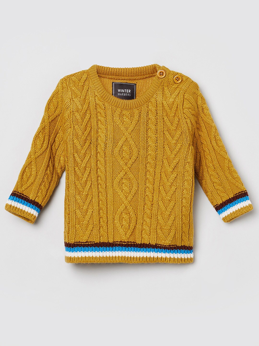 

max Boys Yellow & Blue Cable Knit Acrylic Pullover