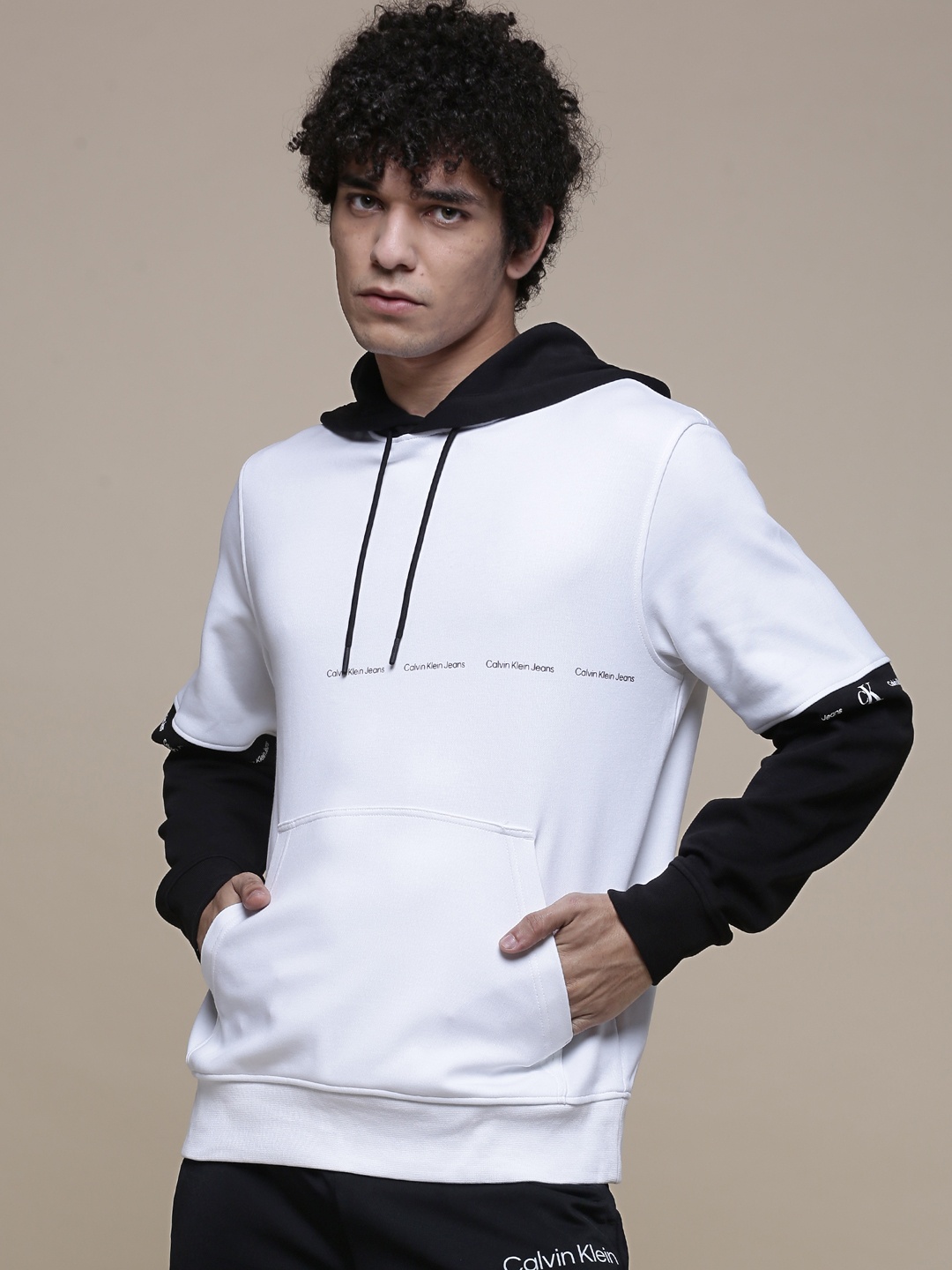 

Calvin Klein Jeans Men White Printed Hooded Sweatshirt