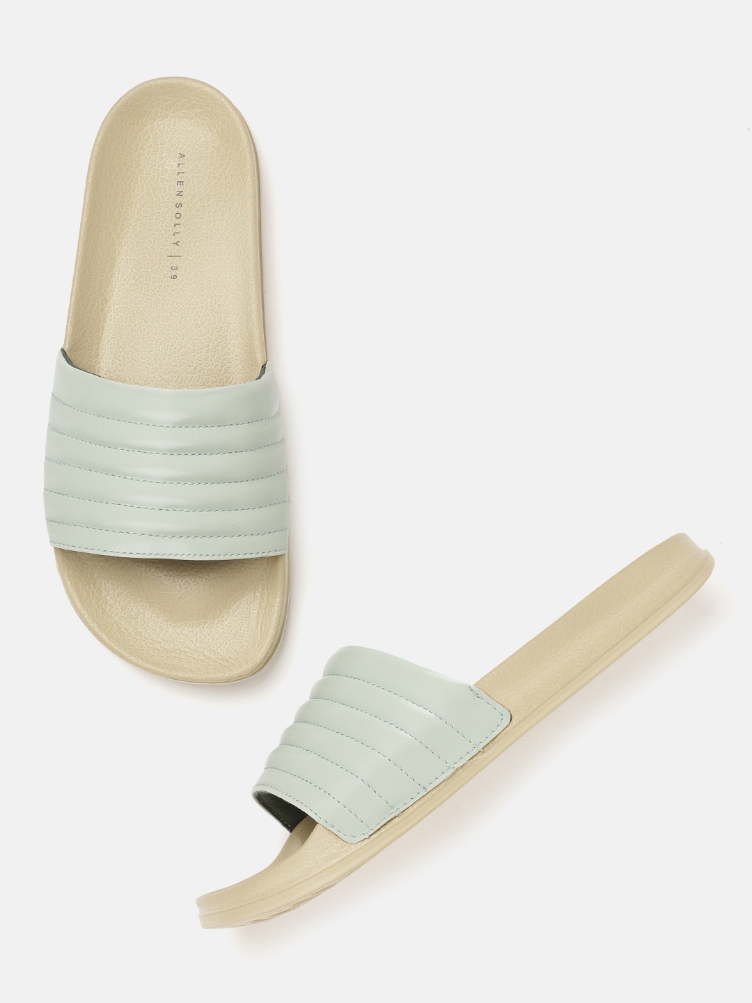 

Allen Solly Women Mint Green Quilted Open Toe Flats