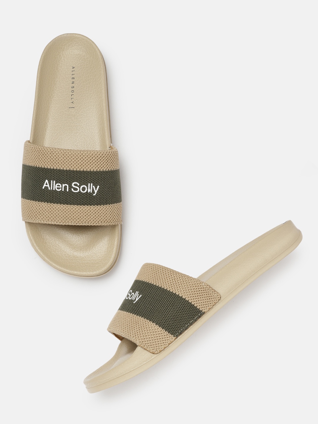 

Allen Solly Women Beige & Olive Green Striped Open Toe Flats