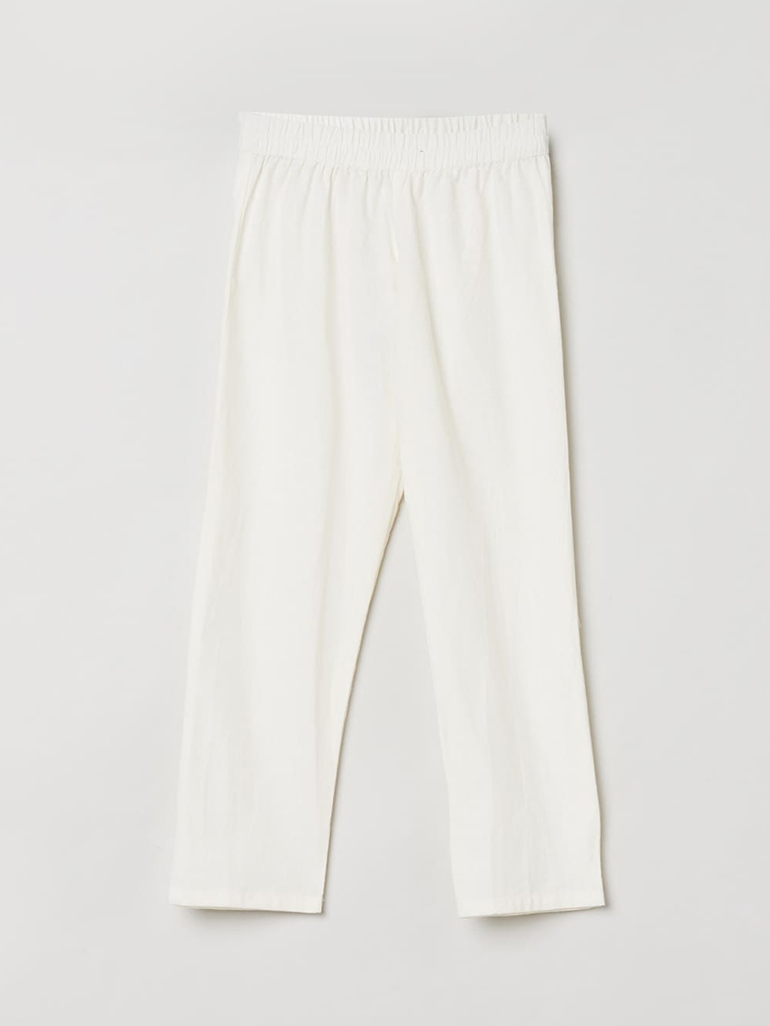 

max Boys Off White Solid Pure Cotton Lounge Pants