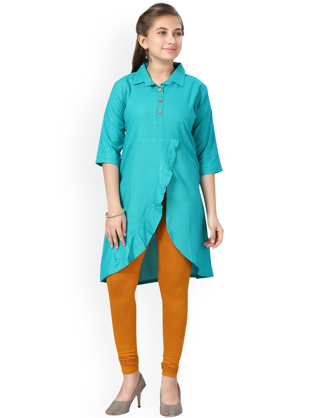 

Aarika Girls Turquoise Blue Cotton Kurta