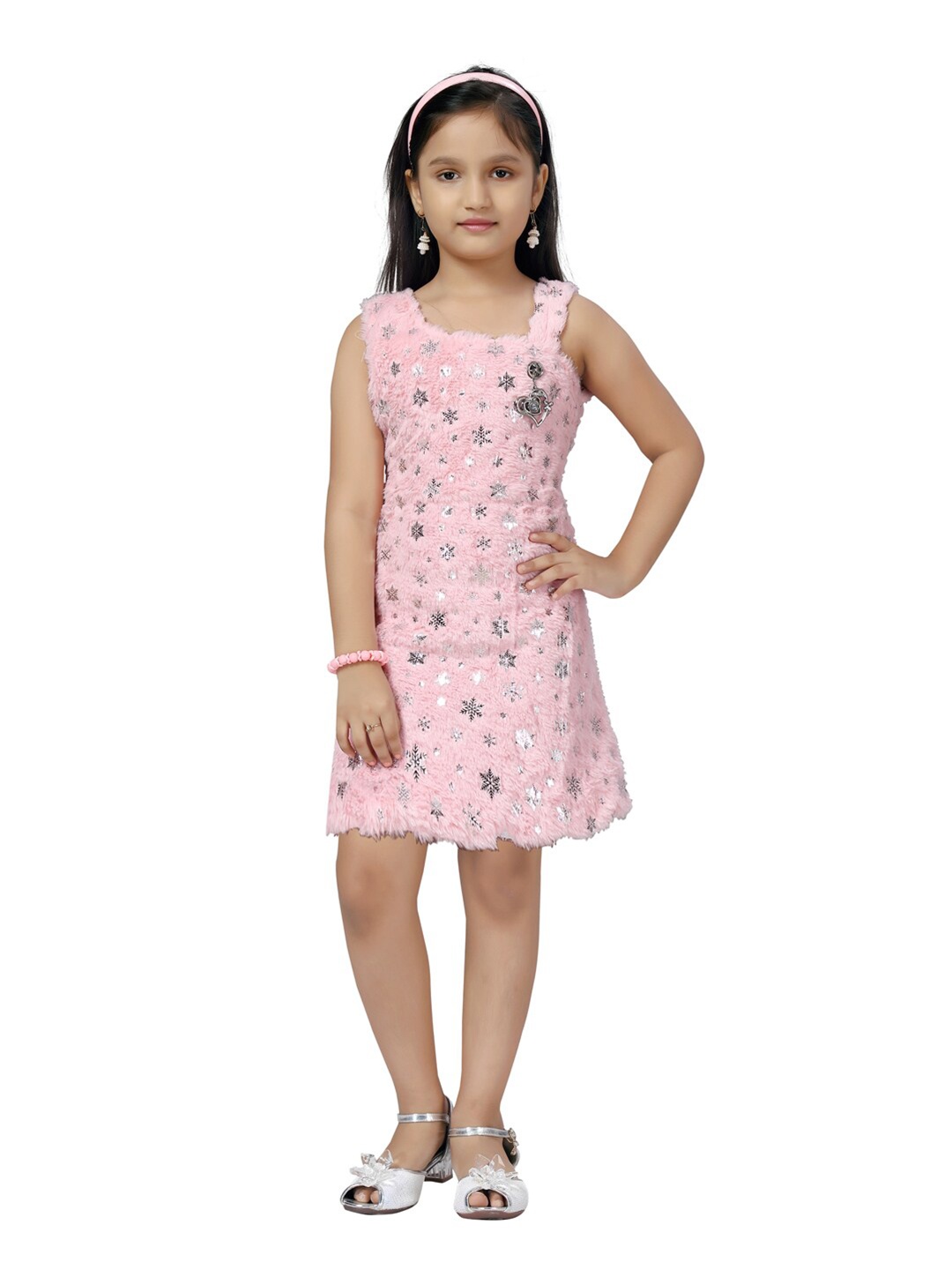 

Aarika Girls Pink A-Line Woolen Dress