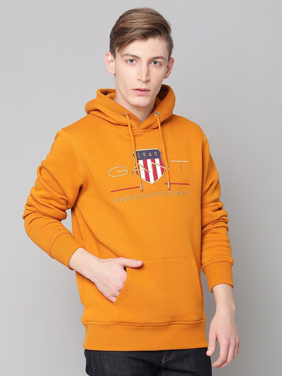 

GANT Men Yellow Printed Hooded Sweatshirt