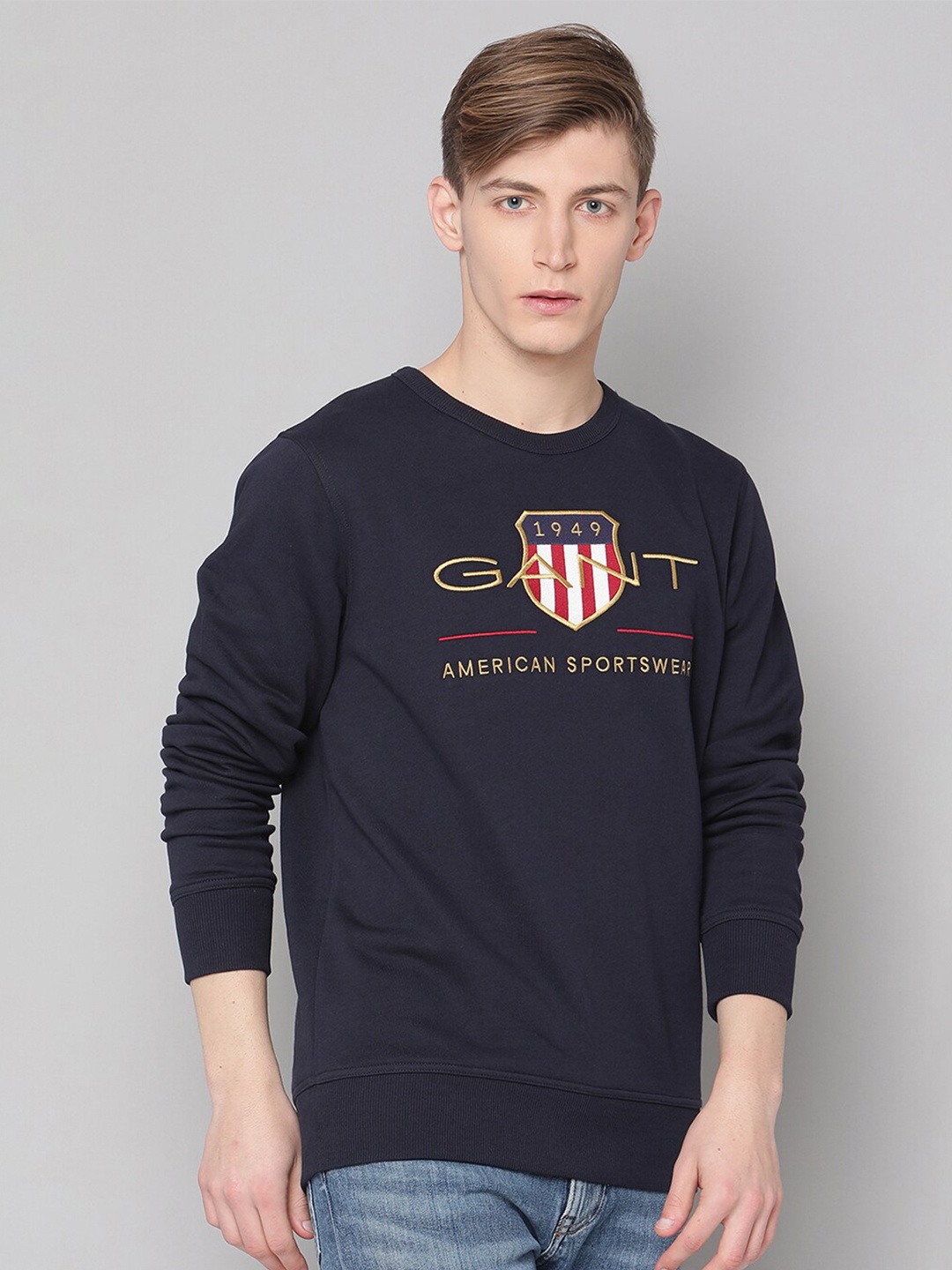 

GANT Men Navy Blue Printed Sweatshirt