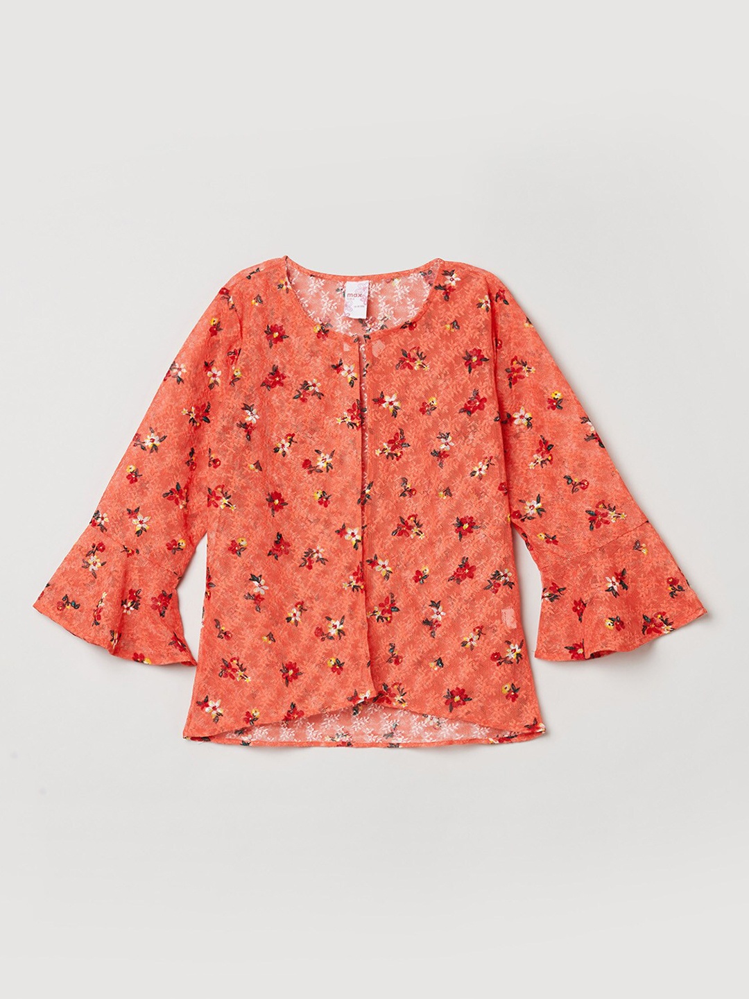 

max Girls Orange & White Printed Shrug