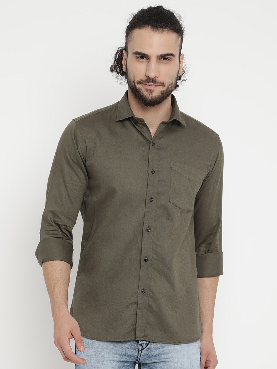 

V2 Value & Variety Men Olive Green Formal Shirt