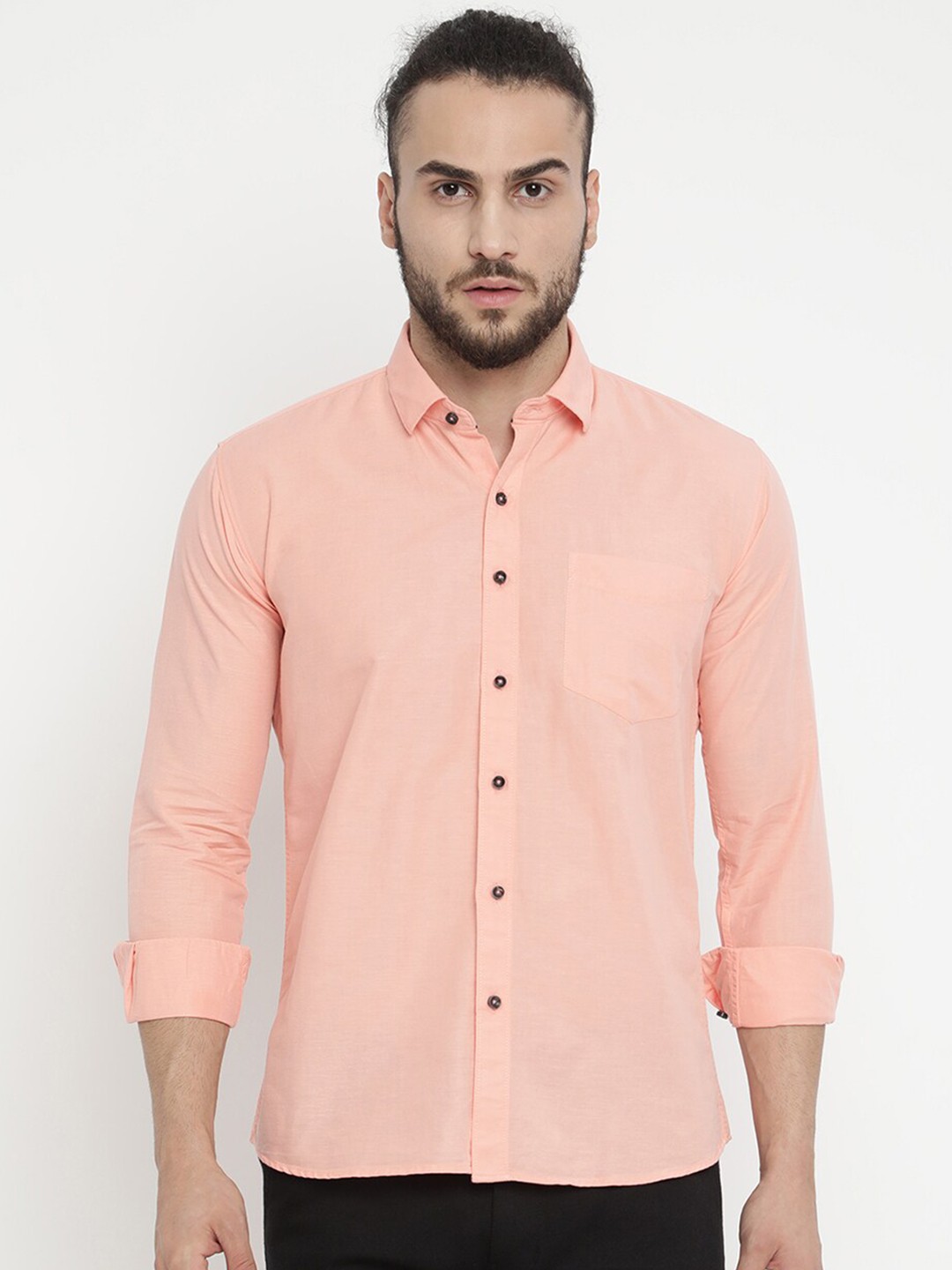 

V2 Value & Variety Men Peach-Coloured Linen Casual Shirt