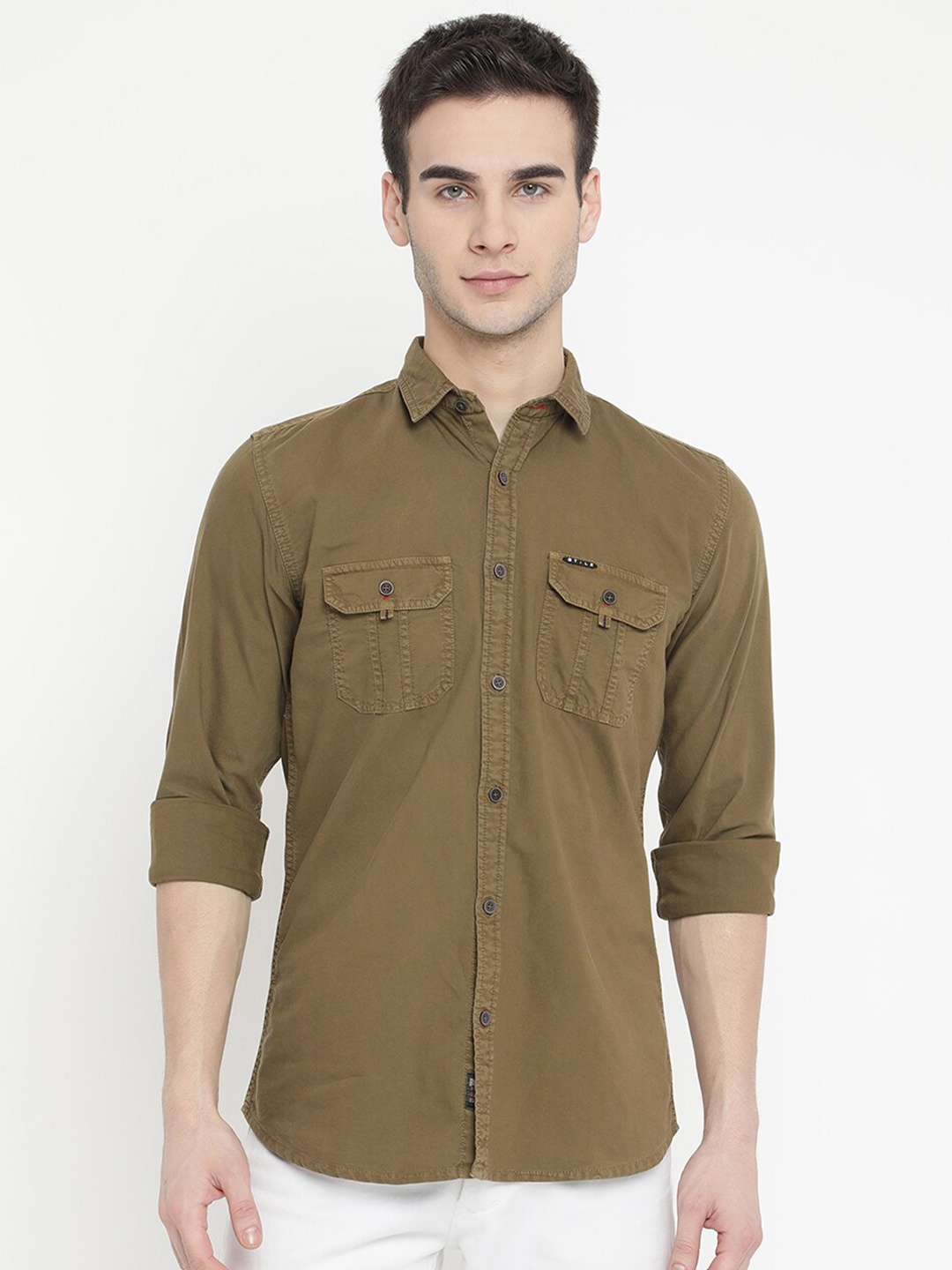 

V2 Value & Variety Men Olive Green Casual Shirt