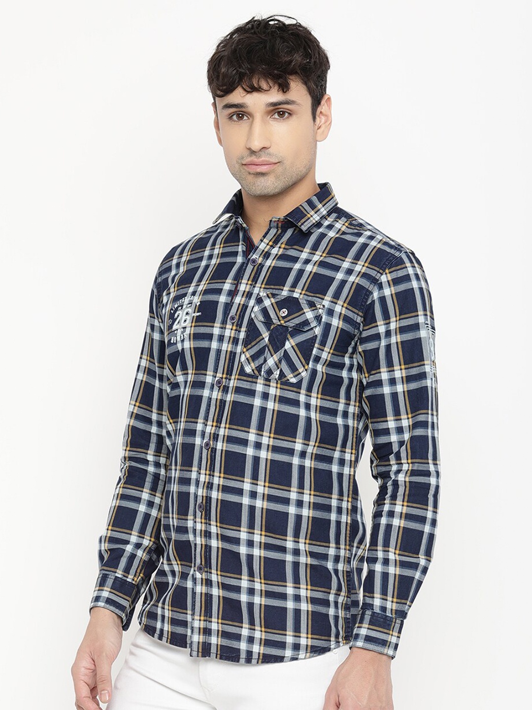 

V2 Value & Variety Men Mustard Tartan Checks Casual Shirt